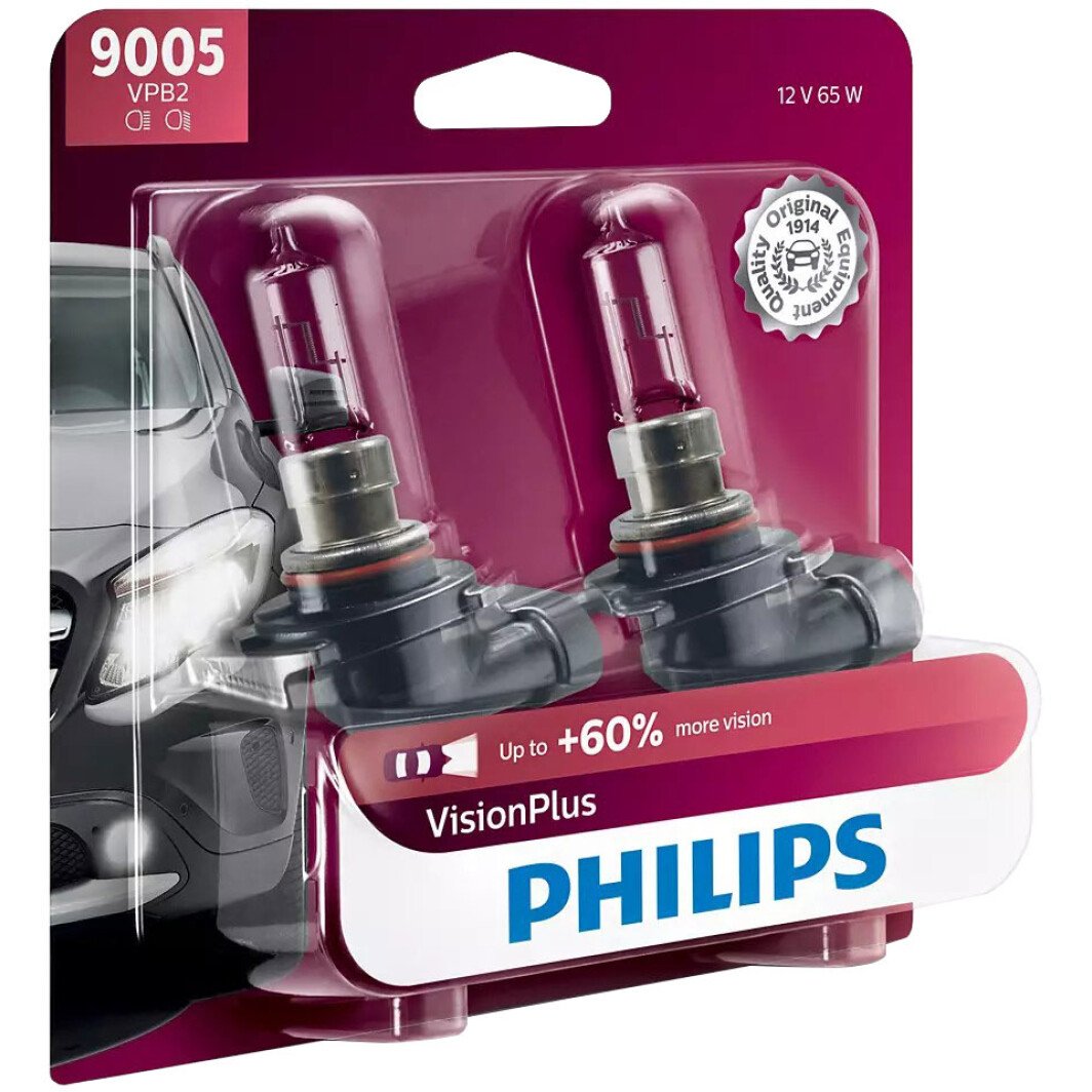 Автолампа Philips VisionPlus HB3 P20d 65 W прозрачная 9005VPB2