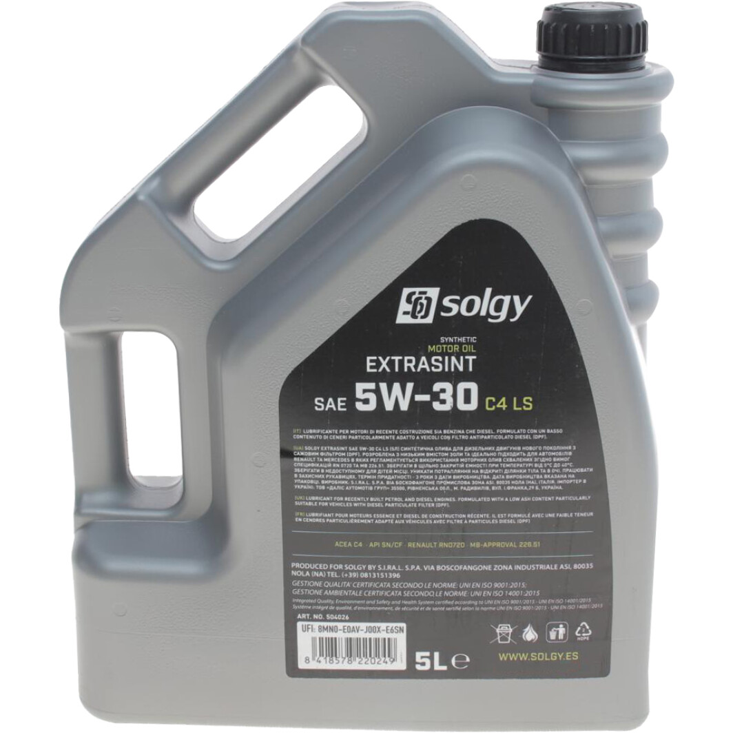Моторное масло Solgy Extrasint C4 LS 5W-30 5 л на Suzuki Alto