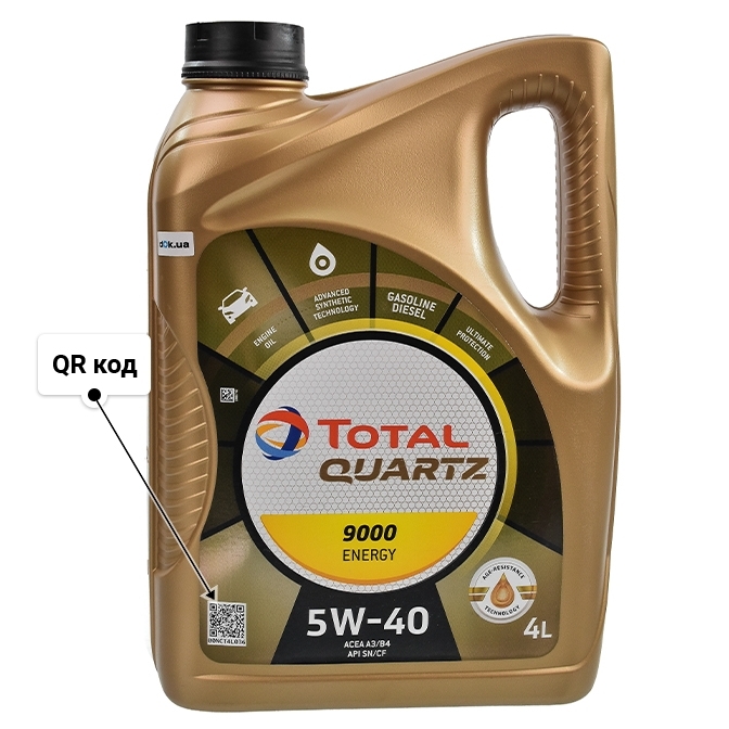 Масло Total Quartz 9000 Energy 5W-40 для Porsche Cayenne 4 л