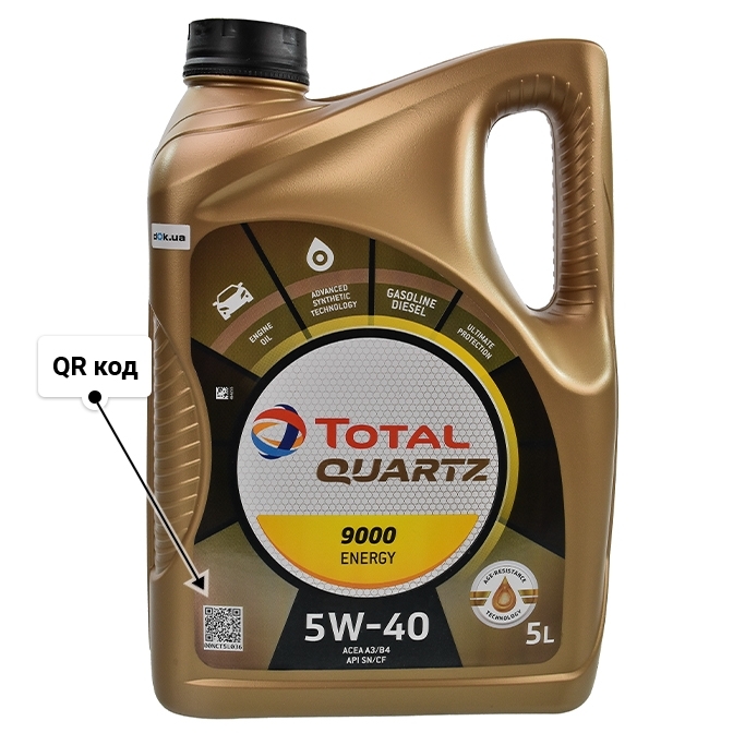 Масло Total Quartz 9000 Energy 5W-40 для Porsche Cayenne 5 л