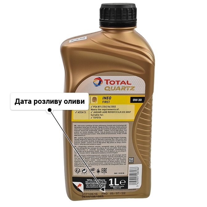 Олива Total Quartz Ineo First 0W-30 1 л