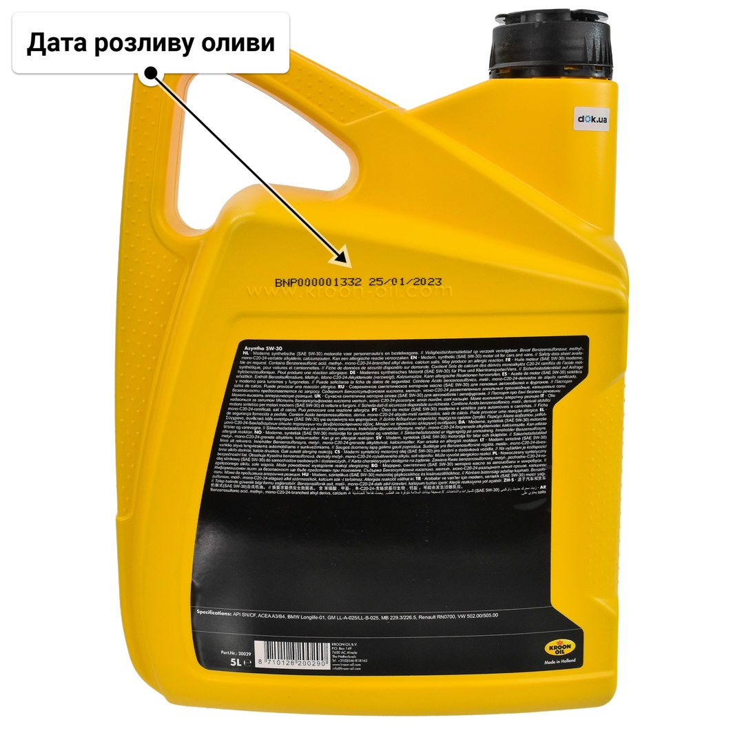 Олива Kroon Oil Asyntho 5W-30 для Mitsubishi Pajero 5 л