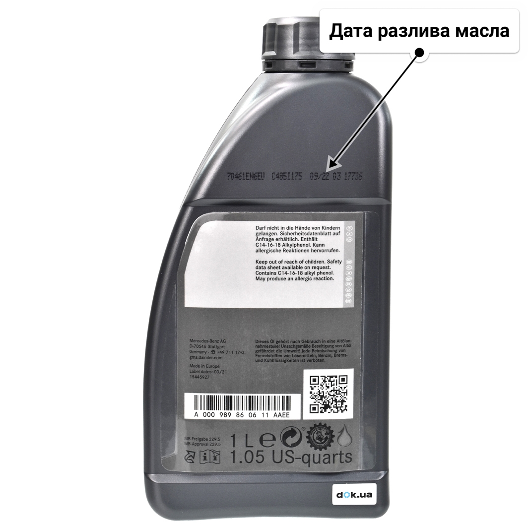 Mercedes-Benz MB 229.5 5W-40 (1 л) моторное масло 1 л