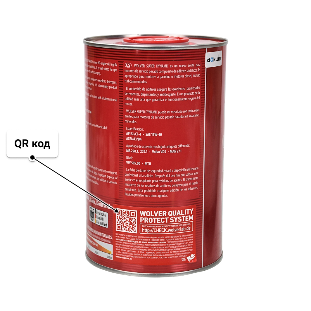 Масло Wolver Super Dynamic 15W-40 1 л