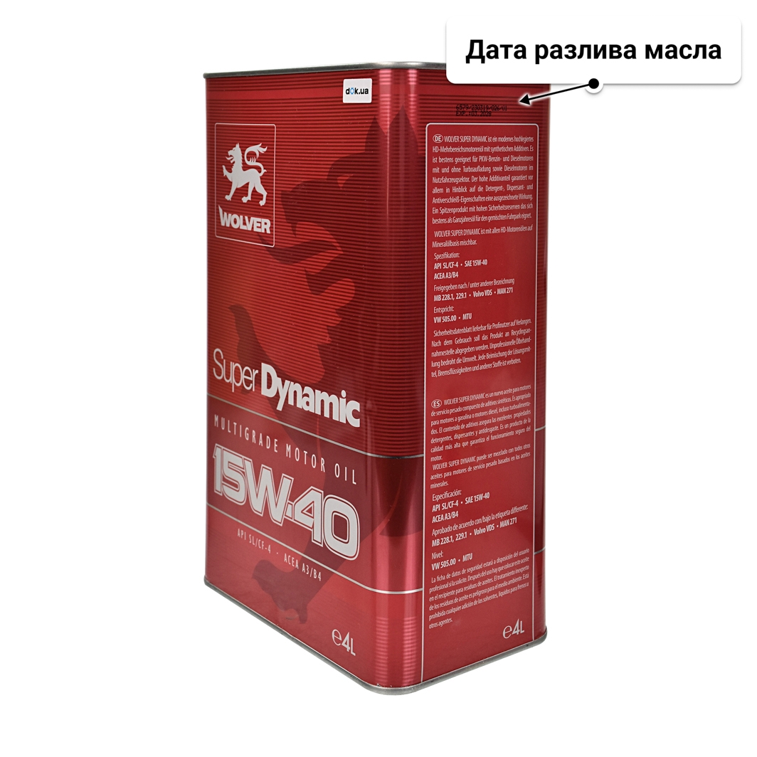 Масло Wolver Super Dynamic 15W-40 4 л