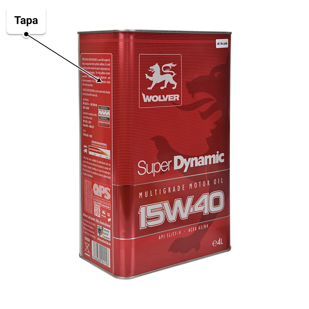 Олива Wolver Super Dynamic 15W-40 4 л