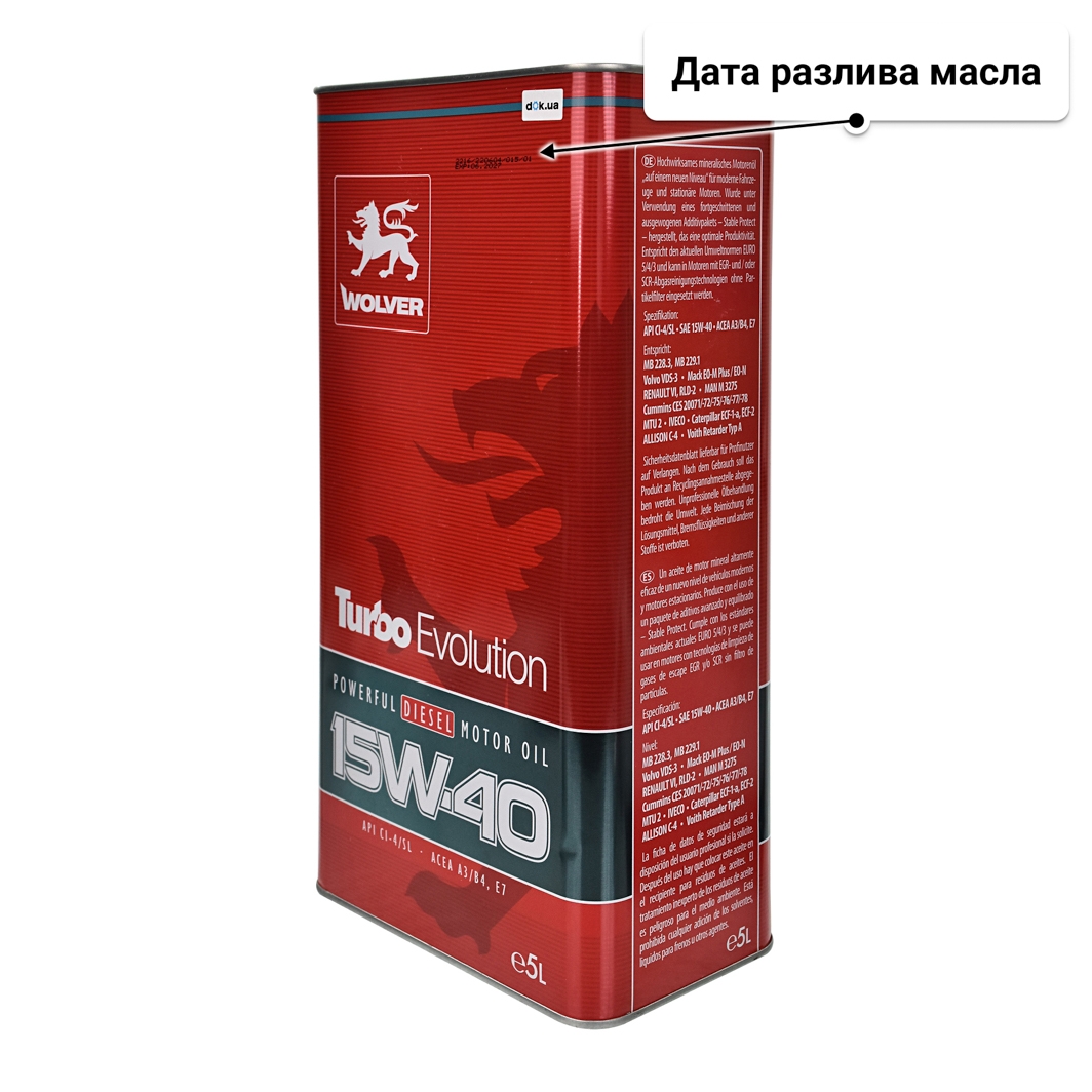 Масло Wolver Turbo Evolution 15W-40 5 л