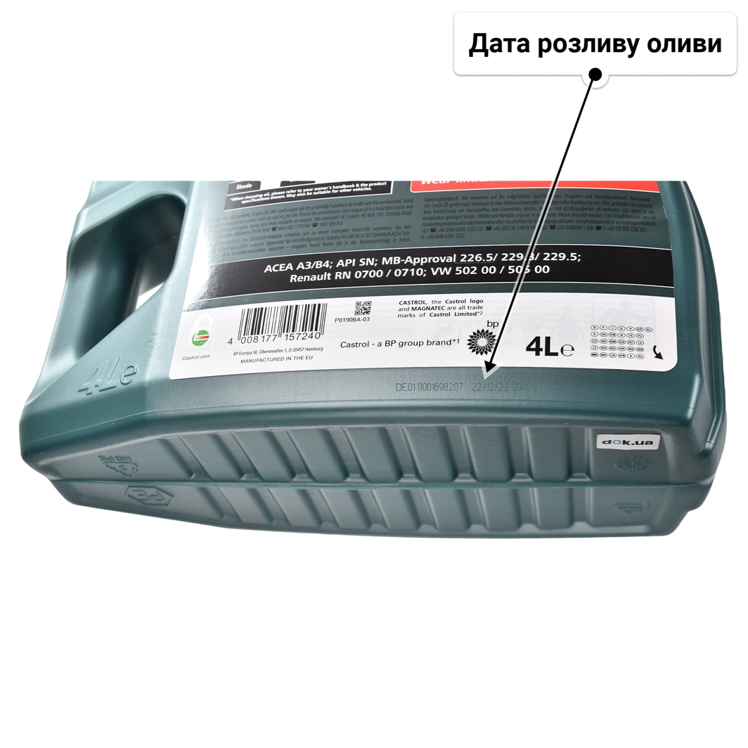 Олива Castrol Magnatec A3/B4 5W-40 для SsangYong Kyron 4 л
