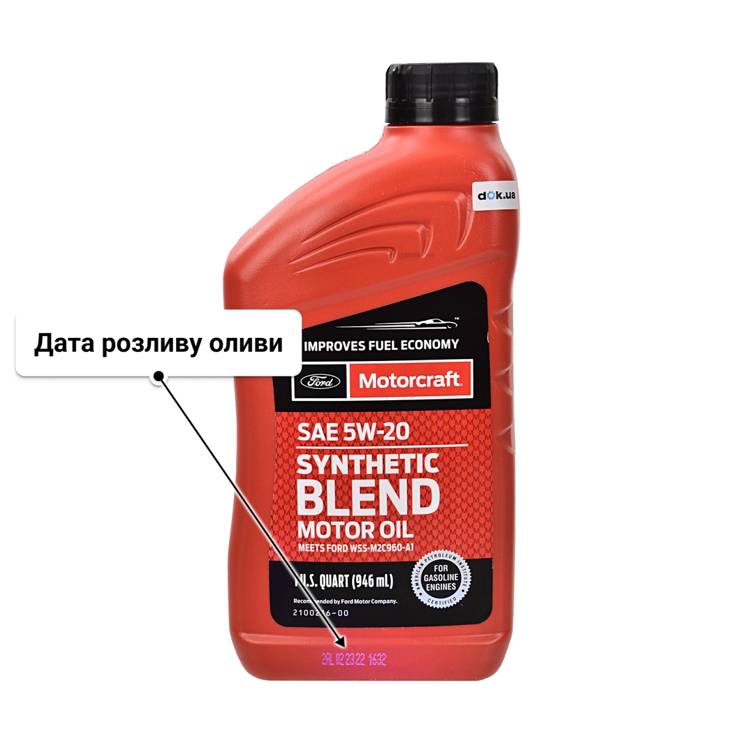Олива Ford Motorcraft Synthetic Blend Motor Oil 5W-20 0.95 л
