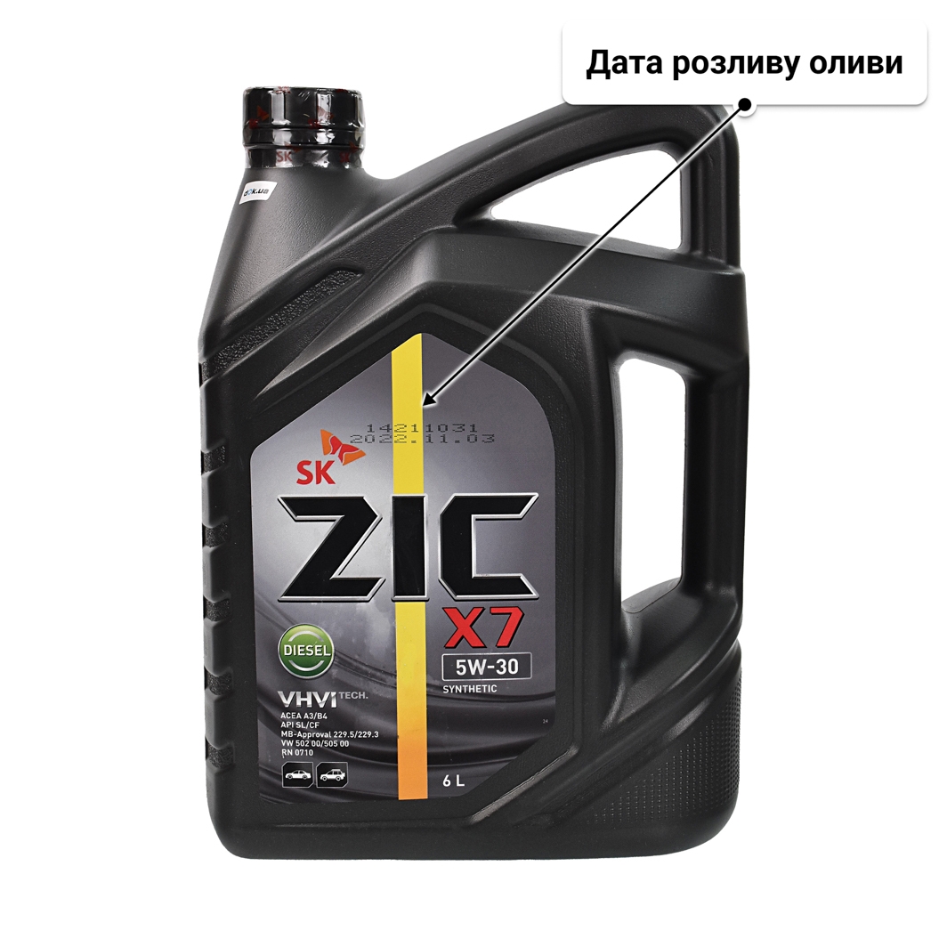 Олива ZIC X7 Diesel 5W-30 для Chrysler 300C 6 л
