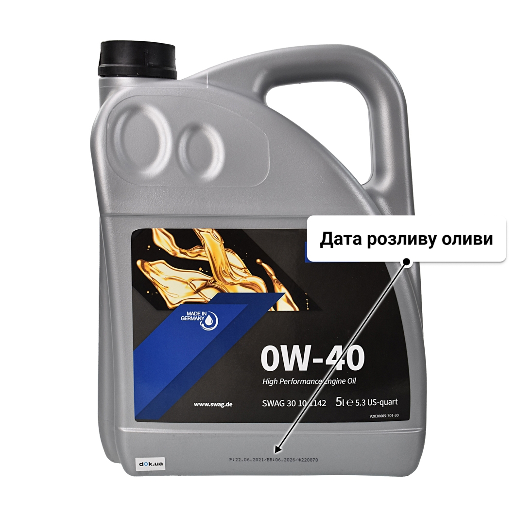 Олива SWAG 0W-40 5 л