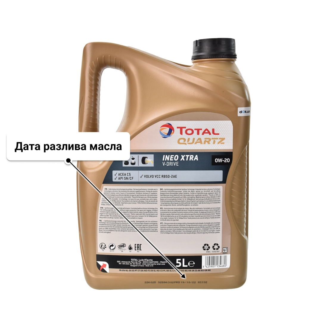 Масло Total Quartz Ineo Xtra V-Drive 0W-20 5 л