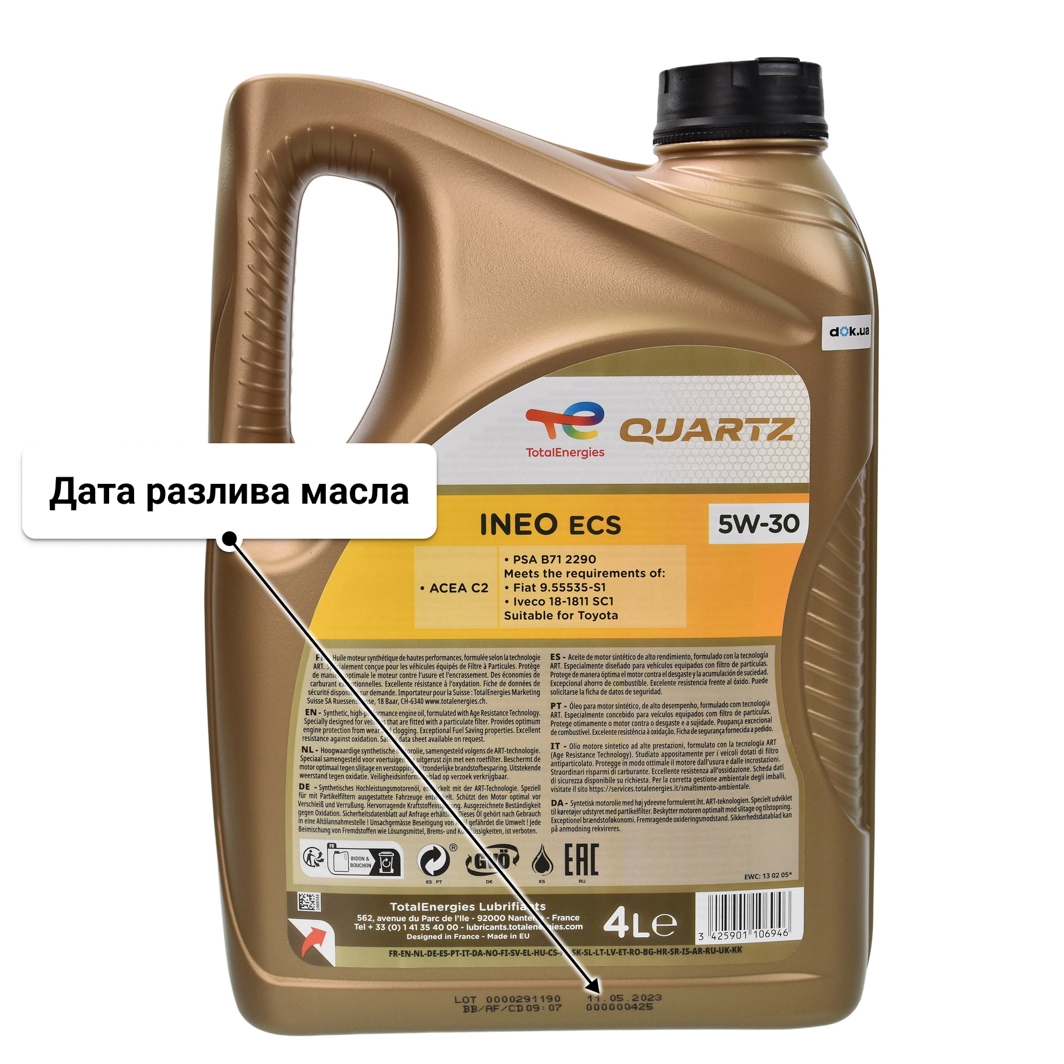 Масло Total Quartz Ineo ECS 5W-30 4 л