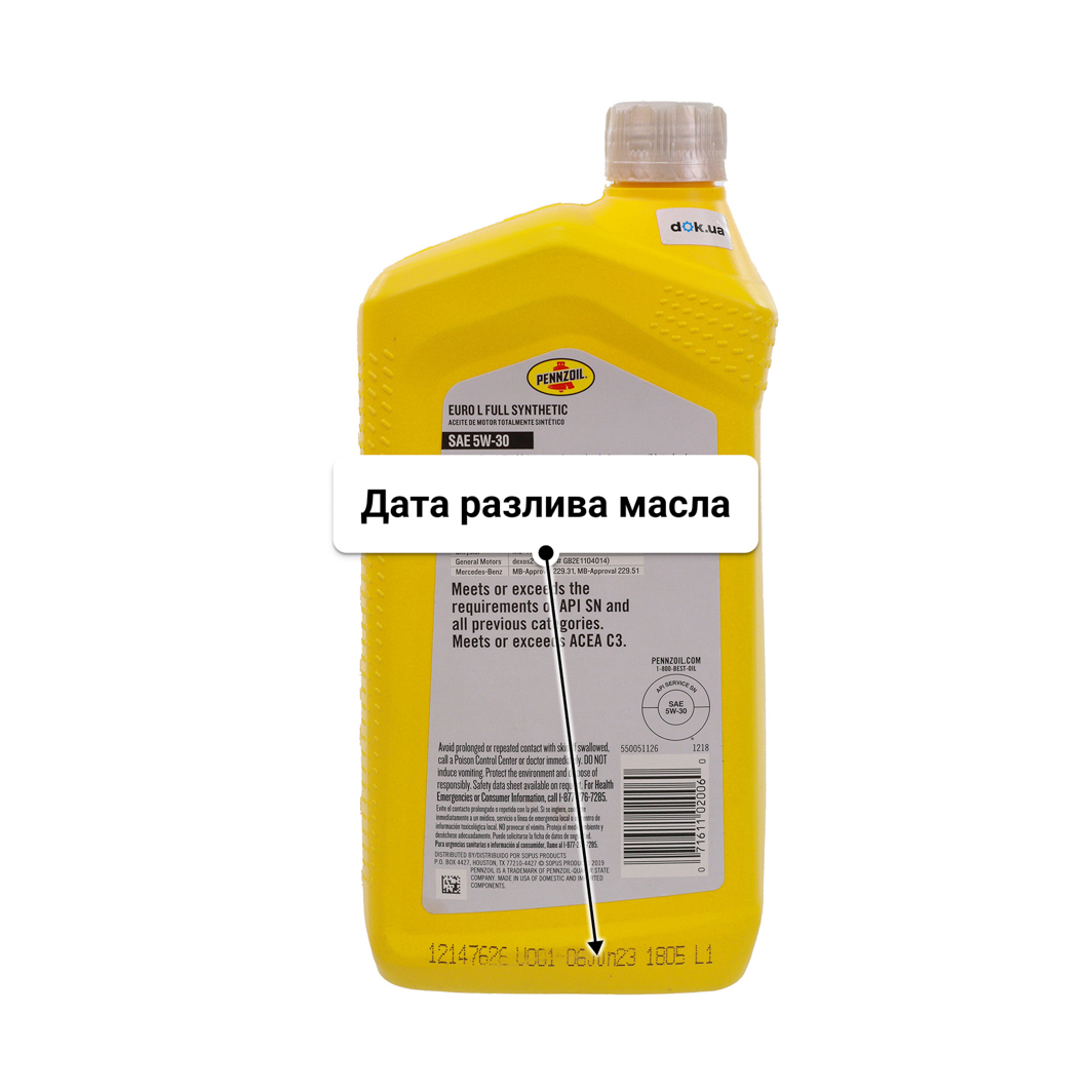 Масло Pennzoil Euro L 5W-30 0,95 л