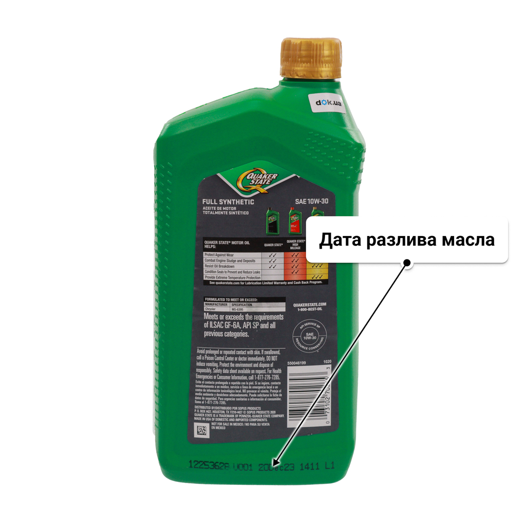 Масло QUAKER STATE Full Synthetic 10W-30 0,95 л