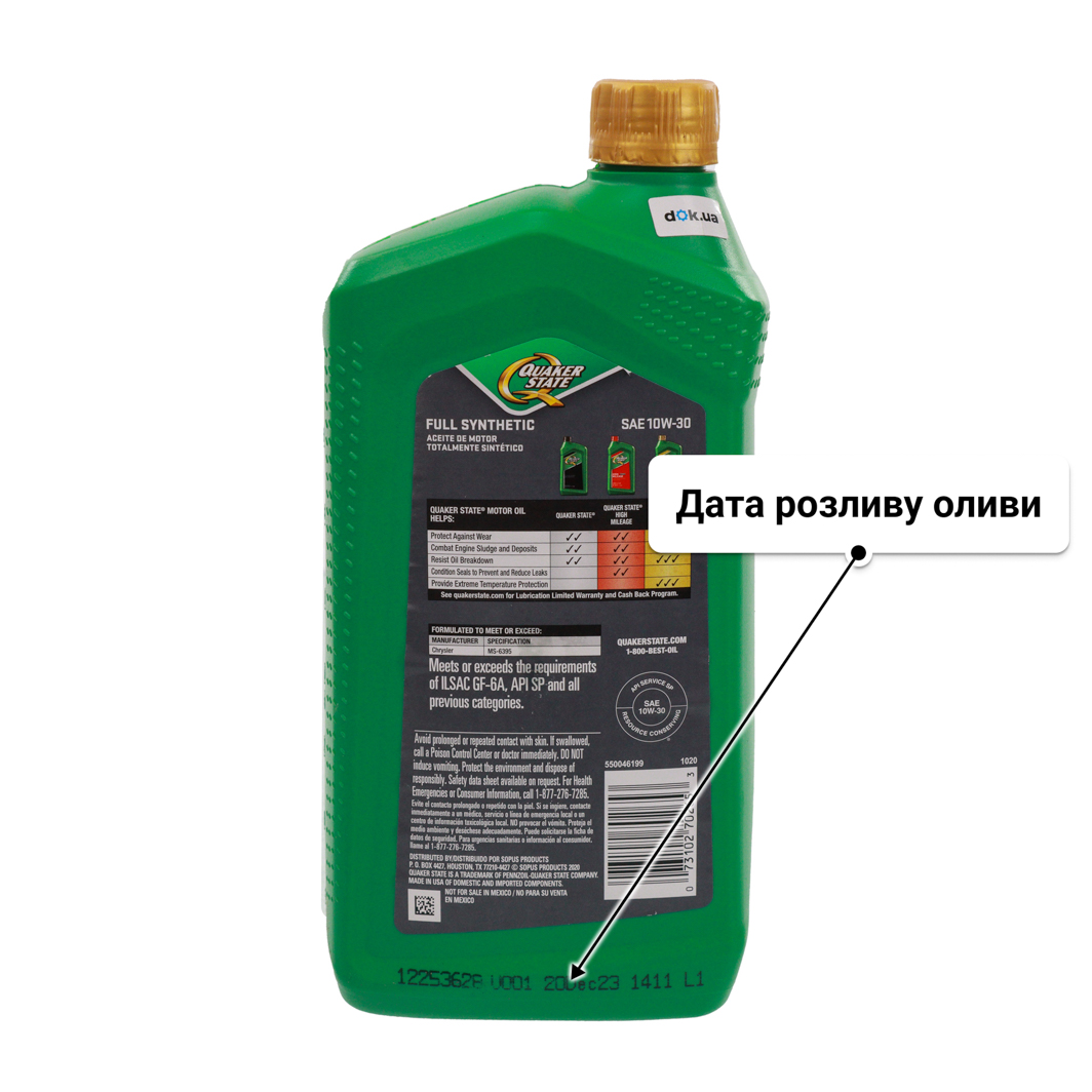 Олива QUAKER STATE Full Synthetic 10W-30 0.95 л