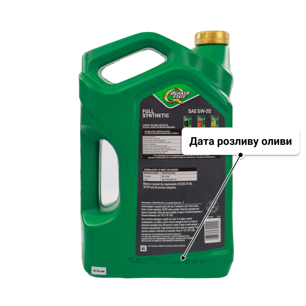 Олива QUAKER STATE Full Synthetic 5W-20 4,73 л