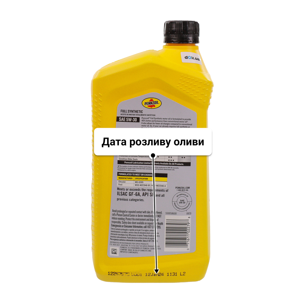 Олива Pennzoil Full Synthetic 5W-30 0.946 л