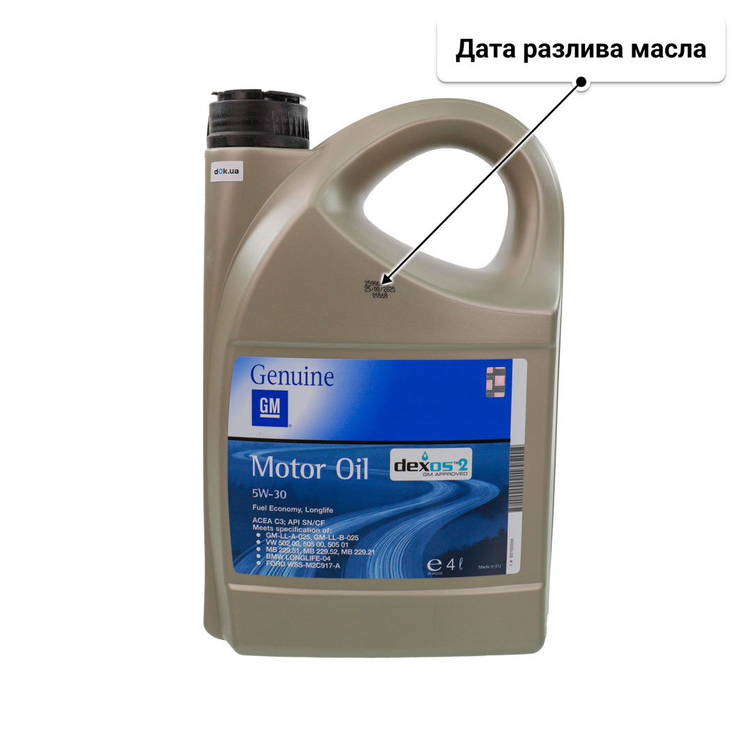 Олива General Motors Dexos2 5W-30 для Honda Stream 4 л
