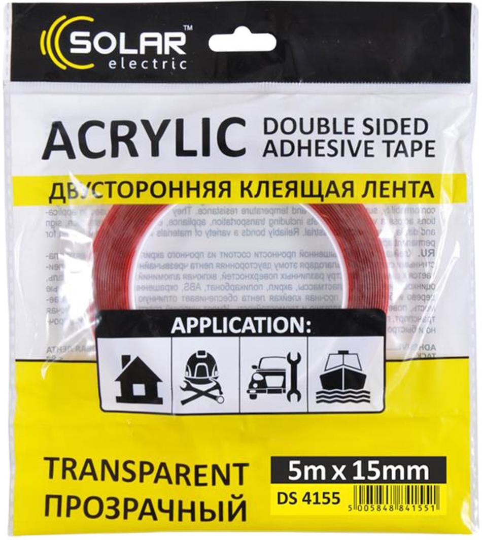 

Двухсторонний скотч Solar DS4155 акриловая 15x5000