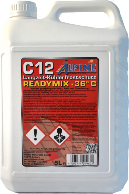 

Готовый антифриз Alpine Ready Mix -36 G12 красный rm11855