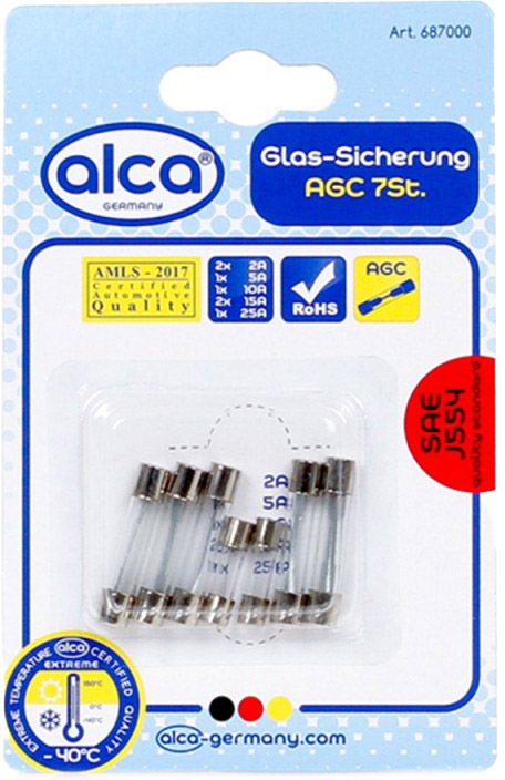 

Набор предохранителей Alca 687000 FGL2 FGL3 2A 5A 10A 15A 25A 7 шт.