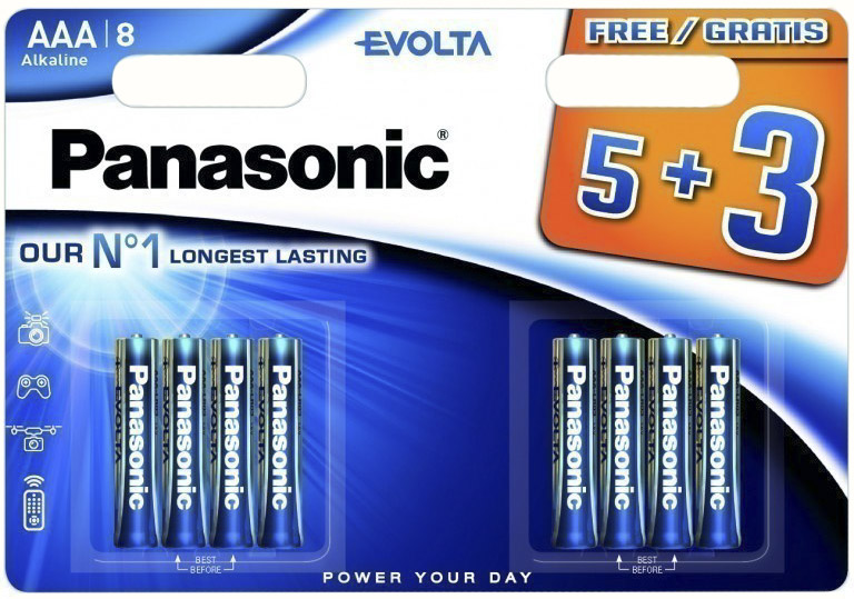 

Батарейка Panasonic Evolta LR03EGE/8BW AAA (мизинчиковая) 1,5 V 8 шт