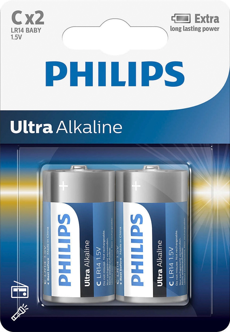 

Батарейка Philips Ultra Alkaline LR14E2B/10 C 1,5 V 2 шт