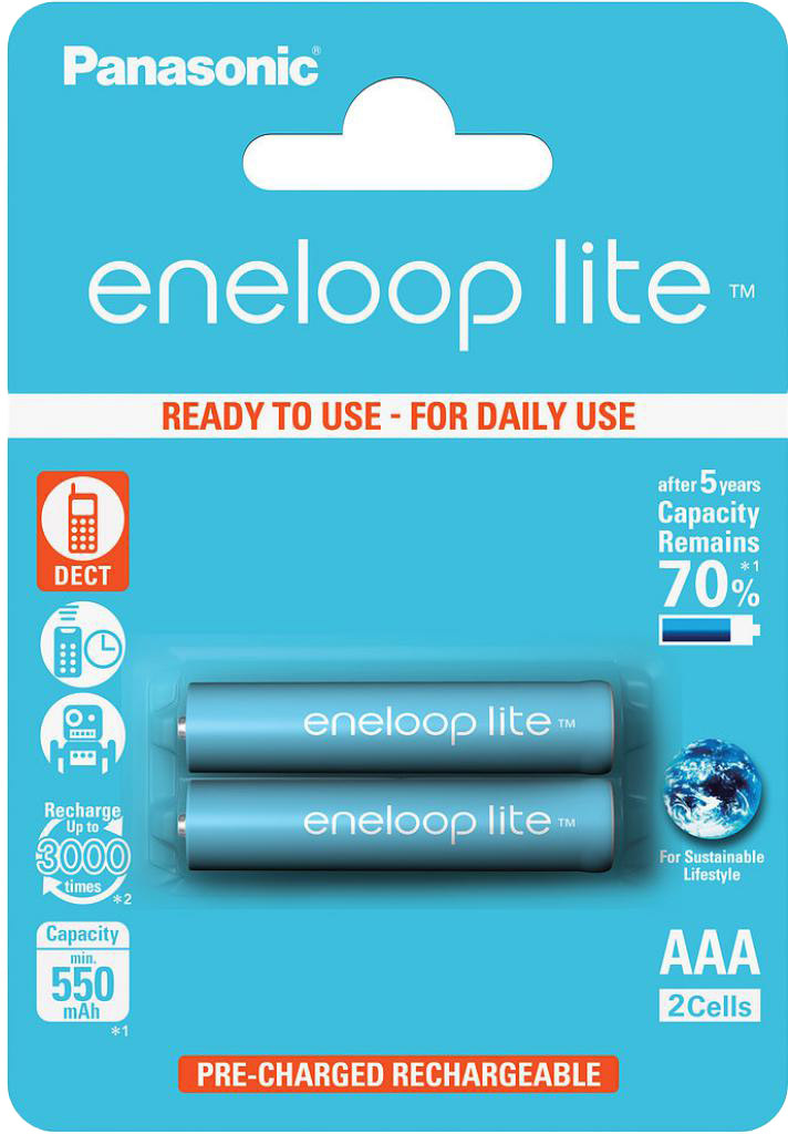 

Аккумуляторная батарейка Panasonic Eneloop Lite BK-4LCCE/2BE 550 mAh 2 шт