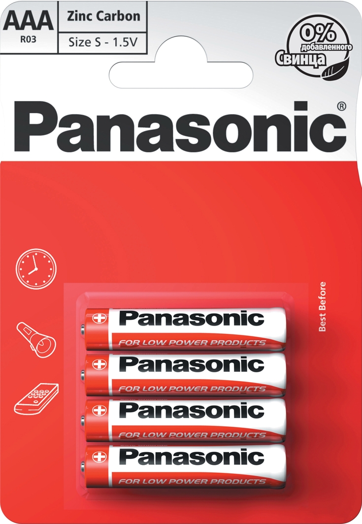 

Батарейка Panasonic Zinc Carbon R03REL/4BP AAA (мизинчиковая) 1,5 V 4 шт
