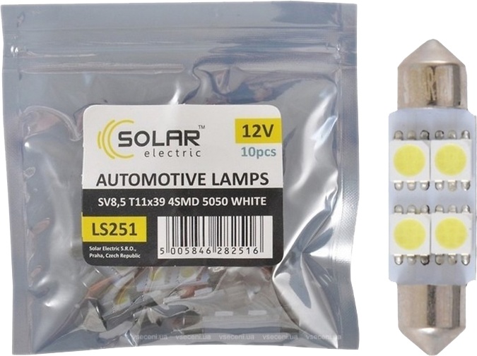 

Автолампа Solar LS251P T11x39 SV8,5