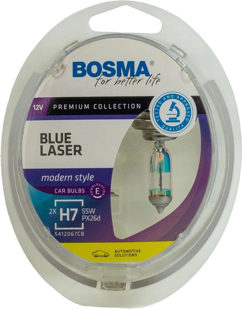 

Автолампы Bosma 3707 Blue Laser H7 PX26d 55 W прозрачно-голубая