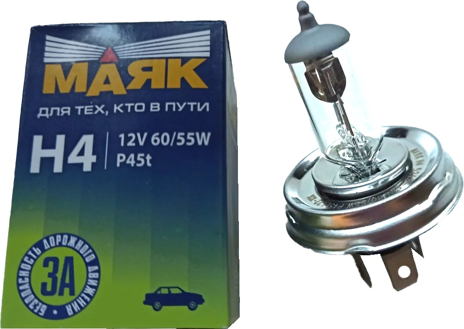 

Автолампа Маяк 52425 Standard H4 P45t 55 W 60 W прозрачная