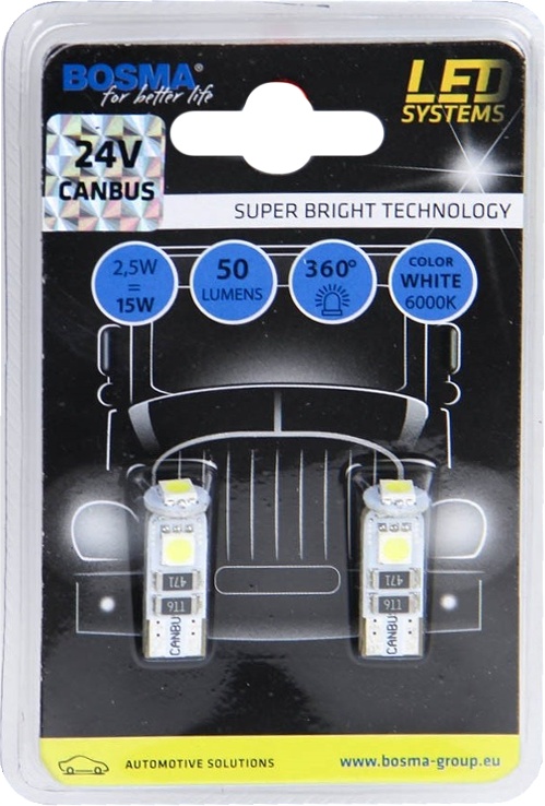 

Автолампа Bosma 4151 T10 W2,1x9,5d 2,5 W