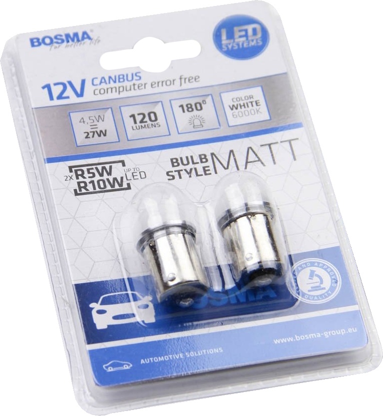 

Автолампа Bosma 6490 R10W BA15s 4,5 W белый
