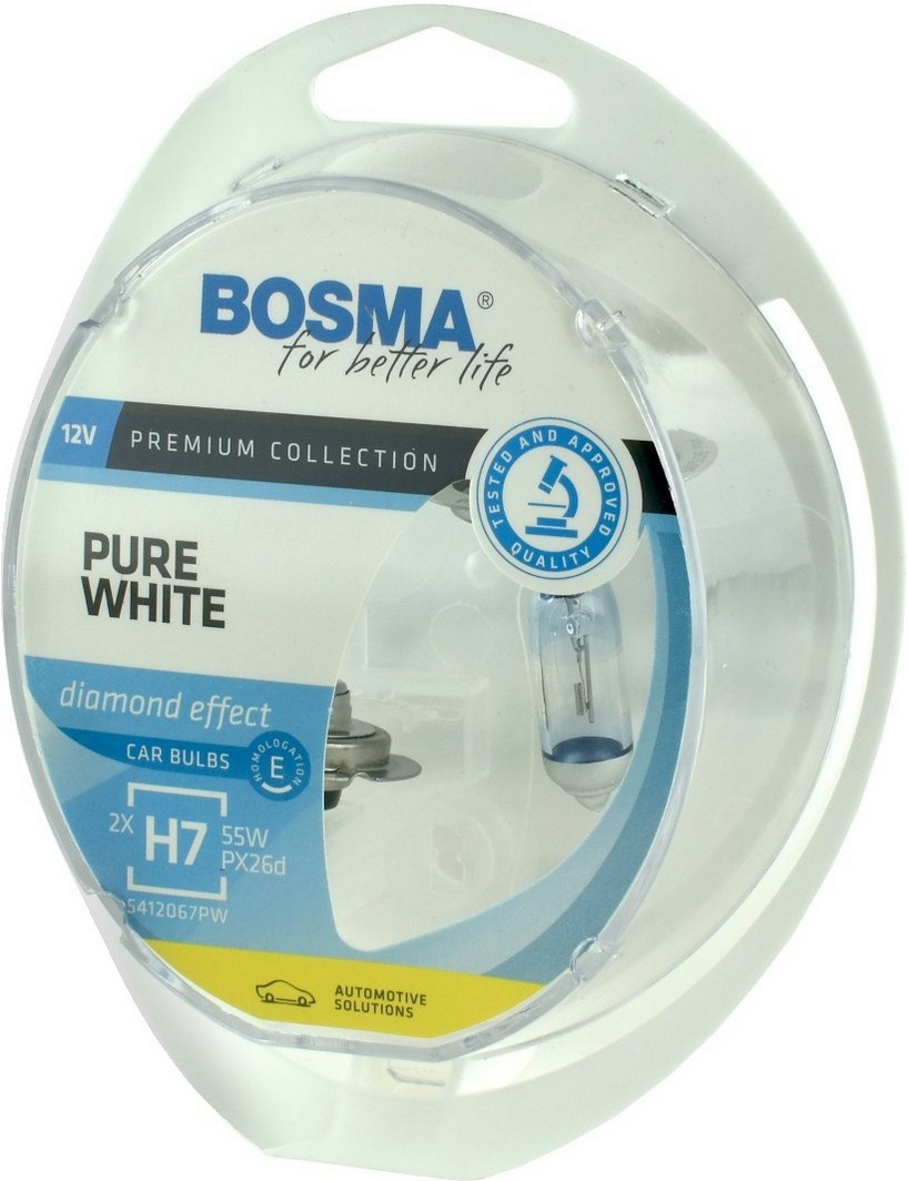 

Автолампы Bosma 8894 PURE WHITE H7 PX26d 55 W прозрачно-голубая