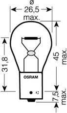 

Автолампа Osram 7507 Original PY21W BAU15s 21 W прозрачный