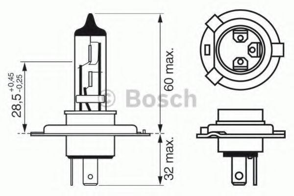 

Автолампа Bosch 1987302042 Plus 30 H4 P43t 55 W 60 W