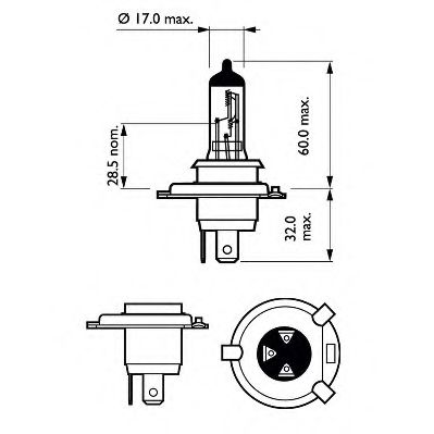 

Автолампа Philips 12342XVS2 X-tremeVision +130% H4 P43t-38 55 W 60 W прозрачно-голубая