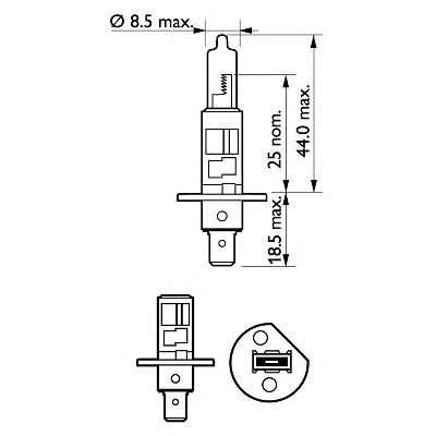 

Автолампа Philips 12258XVS2 X-tremeVision H1 P14,5s 55 W прозрачный