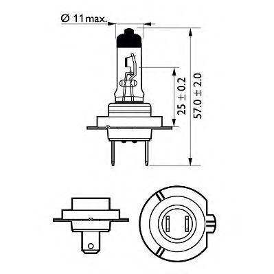 

Автолампа Philips 12972XVS2 X-tremeVision H7 PX26d 55 W прозрачный