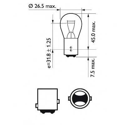 

Автолампа Philips 12495CP Vision PR21/5W BAW15d 5 W 21 W красный