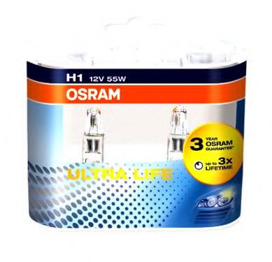 

Автолампа Osram 64150ulthcb Ultra Life H1 P14,5s 55 W прозрачный