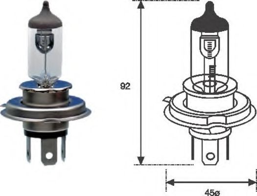 

Автолампа Magneti Marelli 002555100000 H4 P43t 55 W 60 W прозрачная