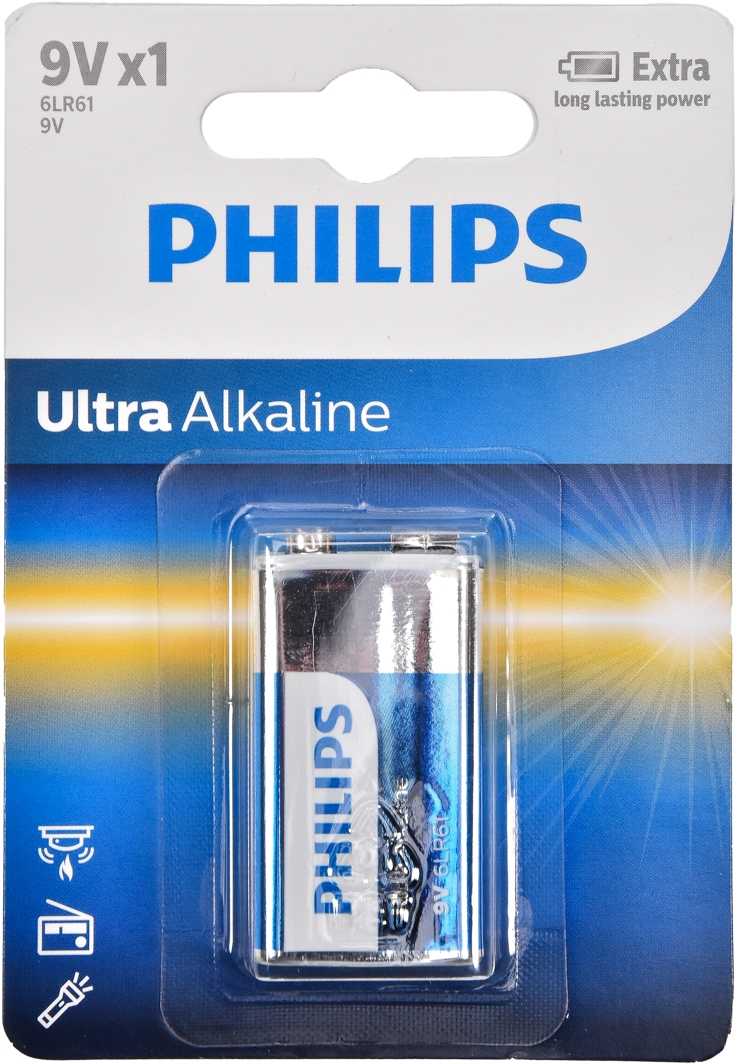 

Батарейка Philips Ultra Alkaline 6LR61E1B/10 PP3 (Krona) 9 V 1 шт