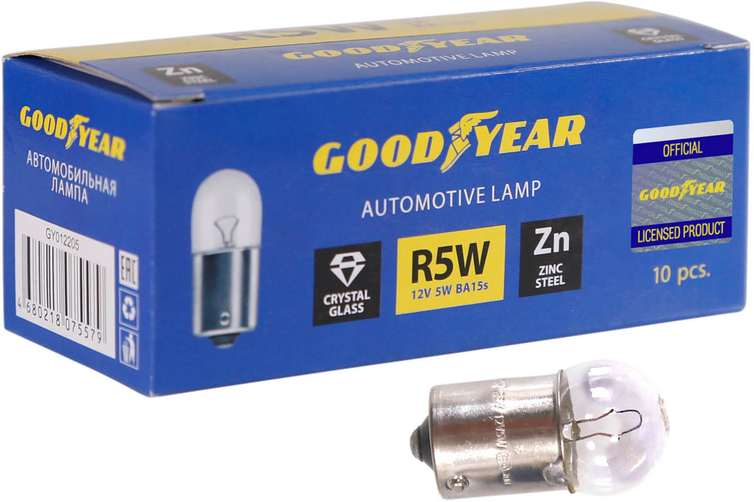 

Автолампы Goodyear GY012205 R5W BA15s 5 W прозрачная