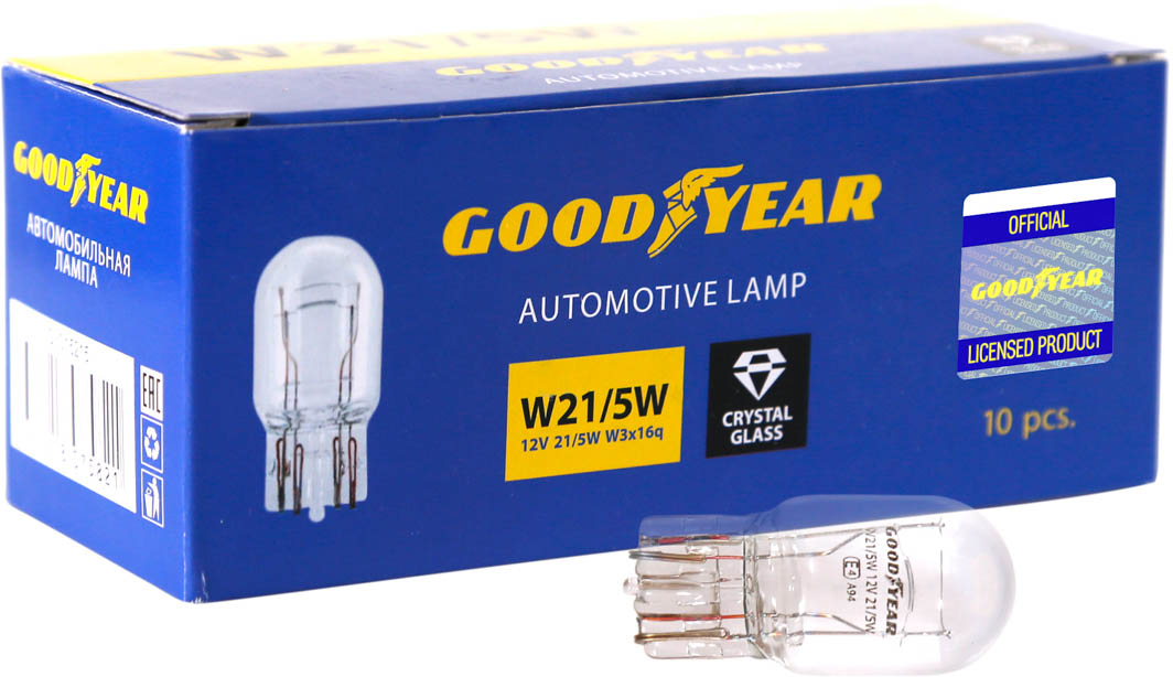 

Автолампа Goodyear GY015215 W21/5W W3x16q 5 W прозрачная