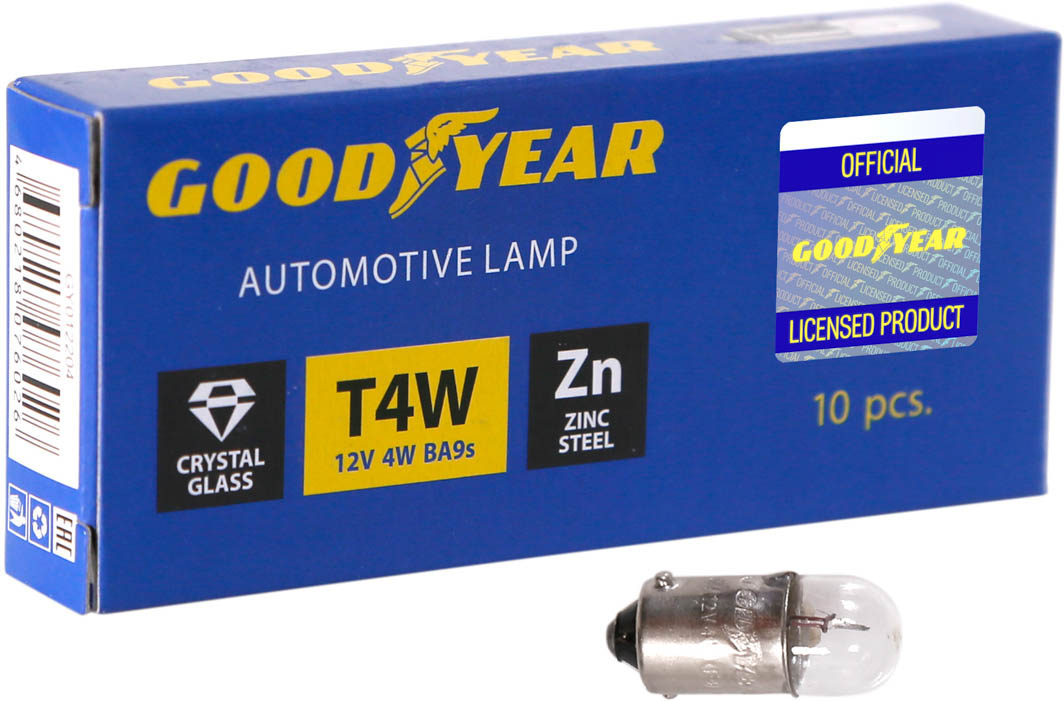 

Автолампа Goodyear GY012204 T4W BA9s 4 W прозрачная