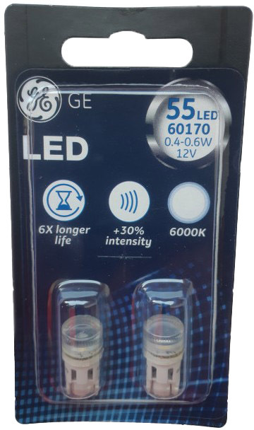 

Автолампы General Electric 60170LED2B W5W 0,6 W 0,4 W прозрачная