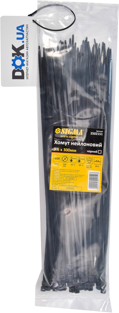 

Стяжка Sigma 2502151 0,3 м 3,6 мм 100 шт